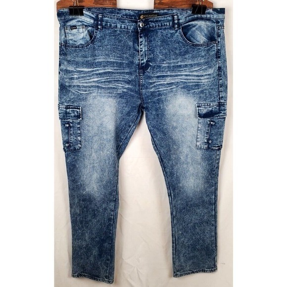 Rocawear Blue‎ Blast Jeans Y2k Size 44/32 Skinny Baggy Dark Light Wash Hip-hop - Picture 1 of 7